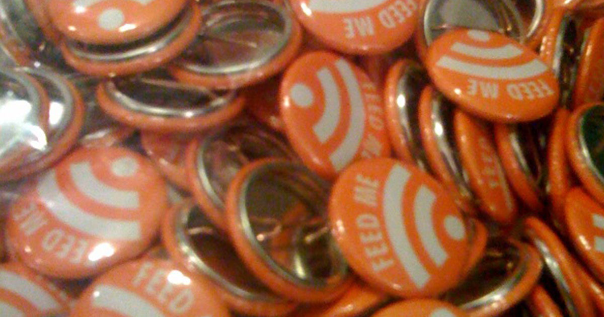 An abstract network diagram representing feed synchronization